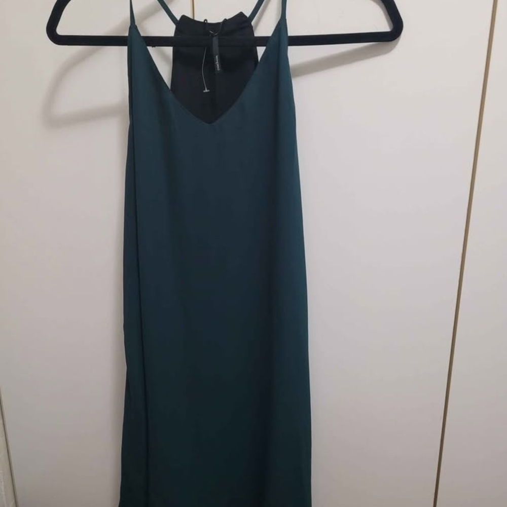 Tempted reversible camisole dress in dark green and black